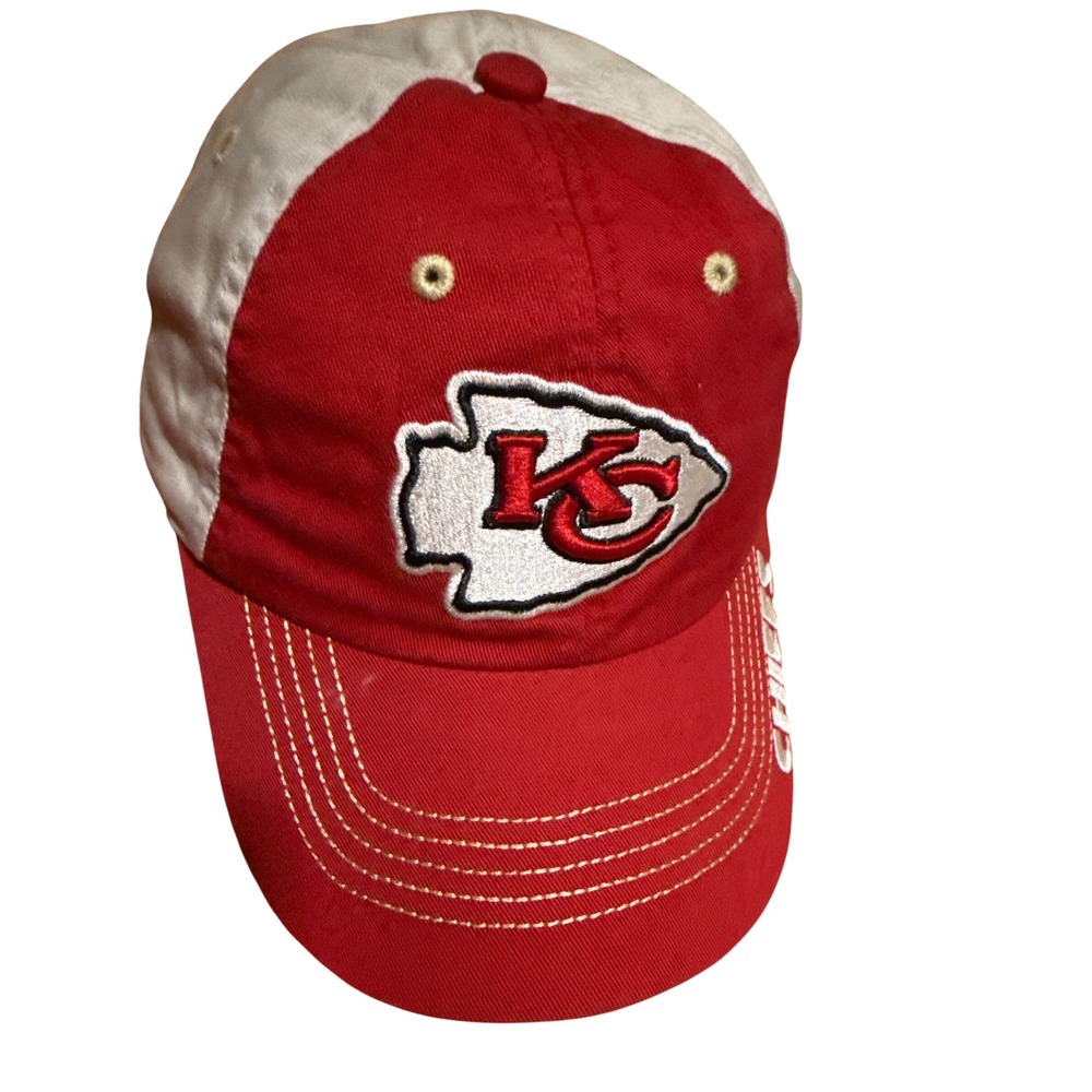 Kansas City Chiefs NFL Team Apparel Red Cream Adjustable Strapback Hat Cap